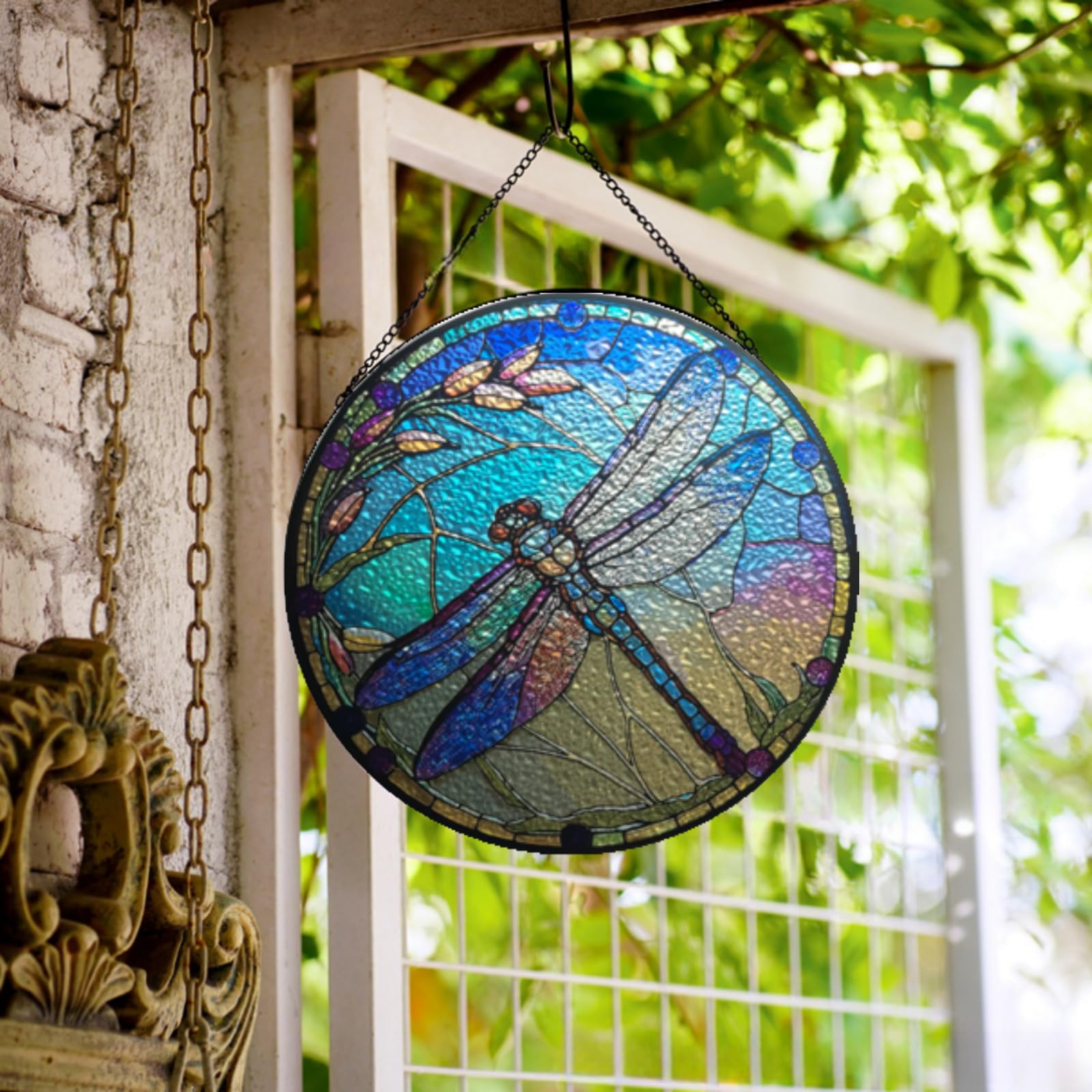 Amazon.co.jp: 7.9インチ ガーデントンボ ペイントステンドグラス 壁窓